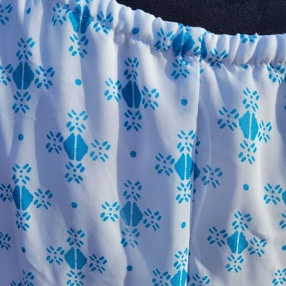 Old Navy White Blue Sleeveless Split V-Neck Geometric Print Shift Dress Size S - Picture 10 of 15